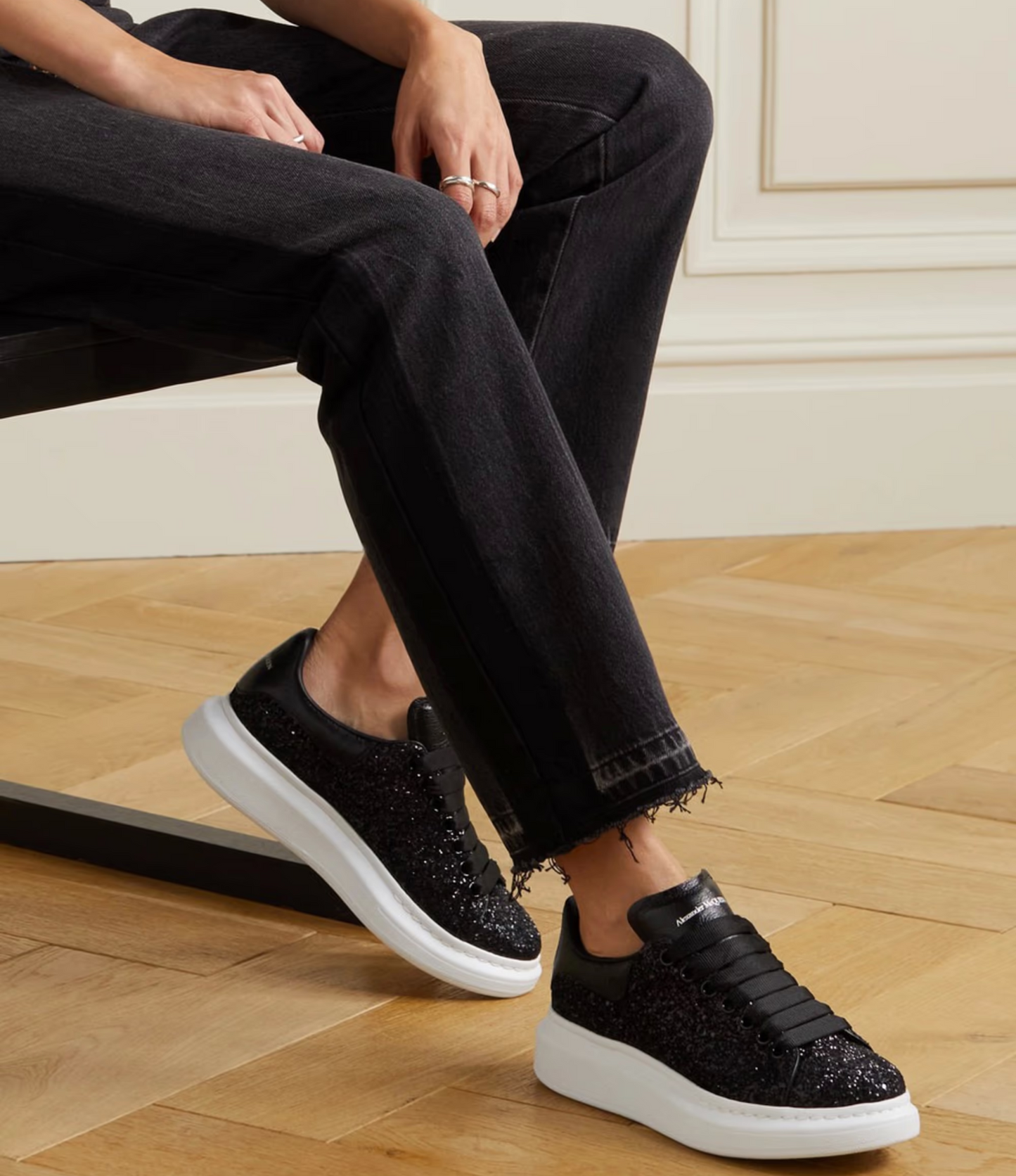 Tenis Alexander McQueen Glitter Negro