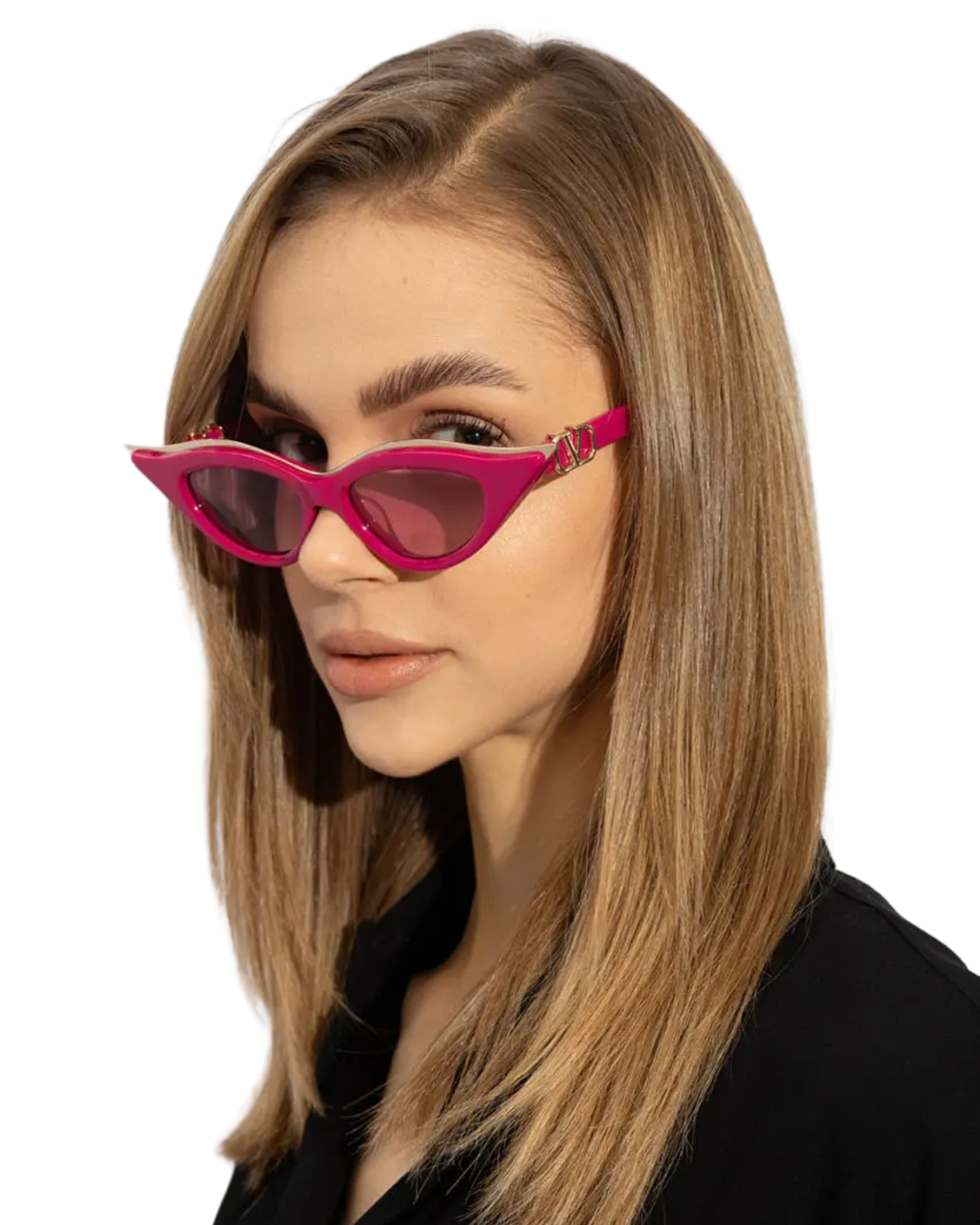 Valentino Garavani V-Goldcut Lentes de Sol Rosa / Oro