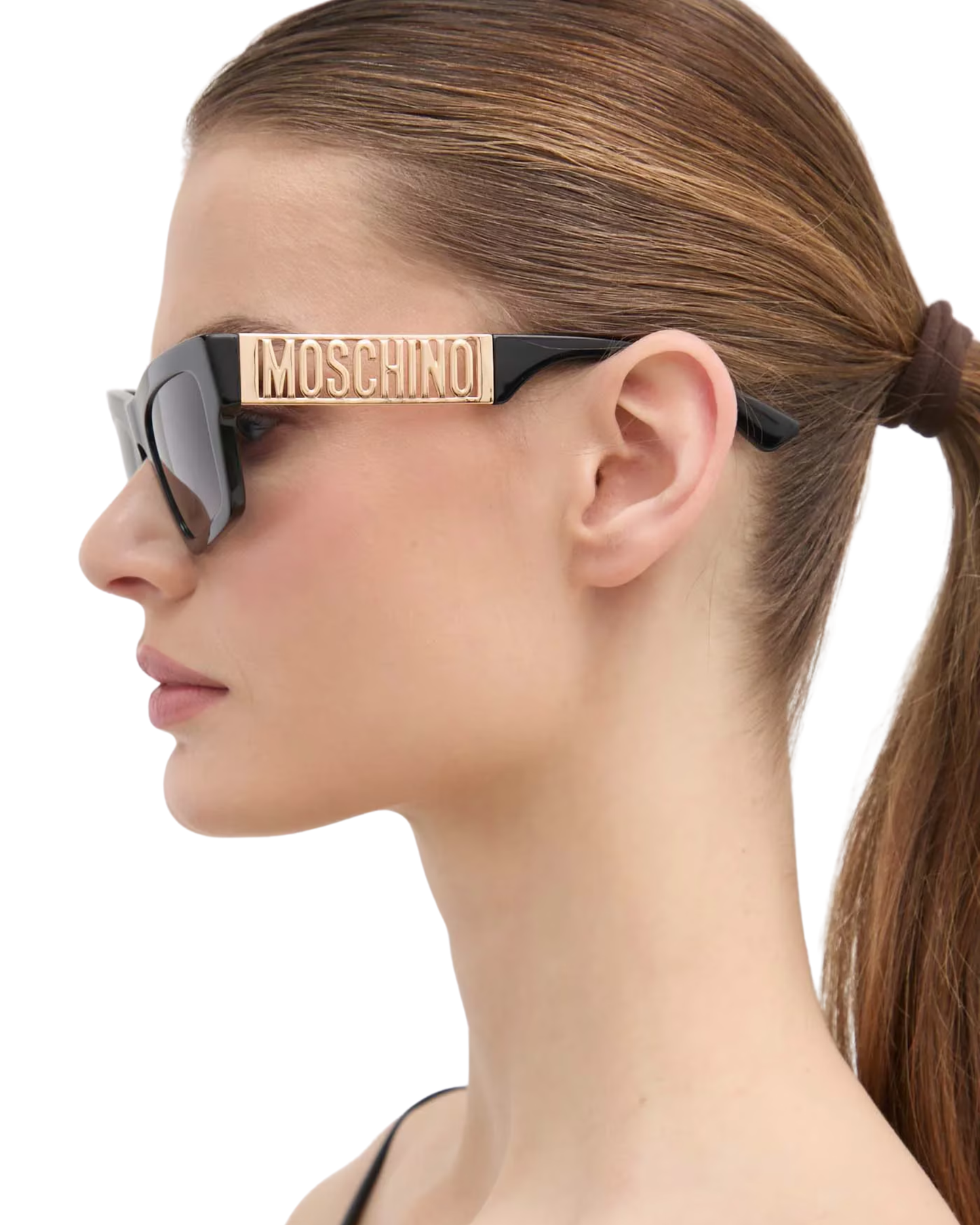 Moschino Logo Dorado Lentes de Sol Rosas