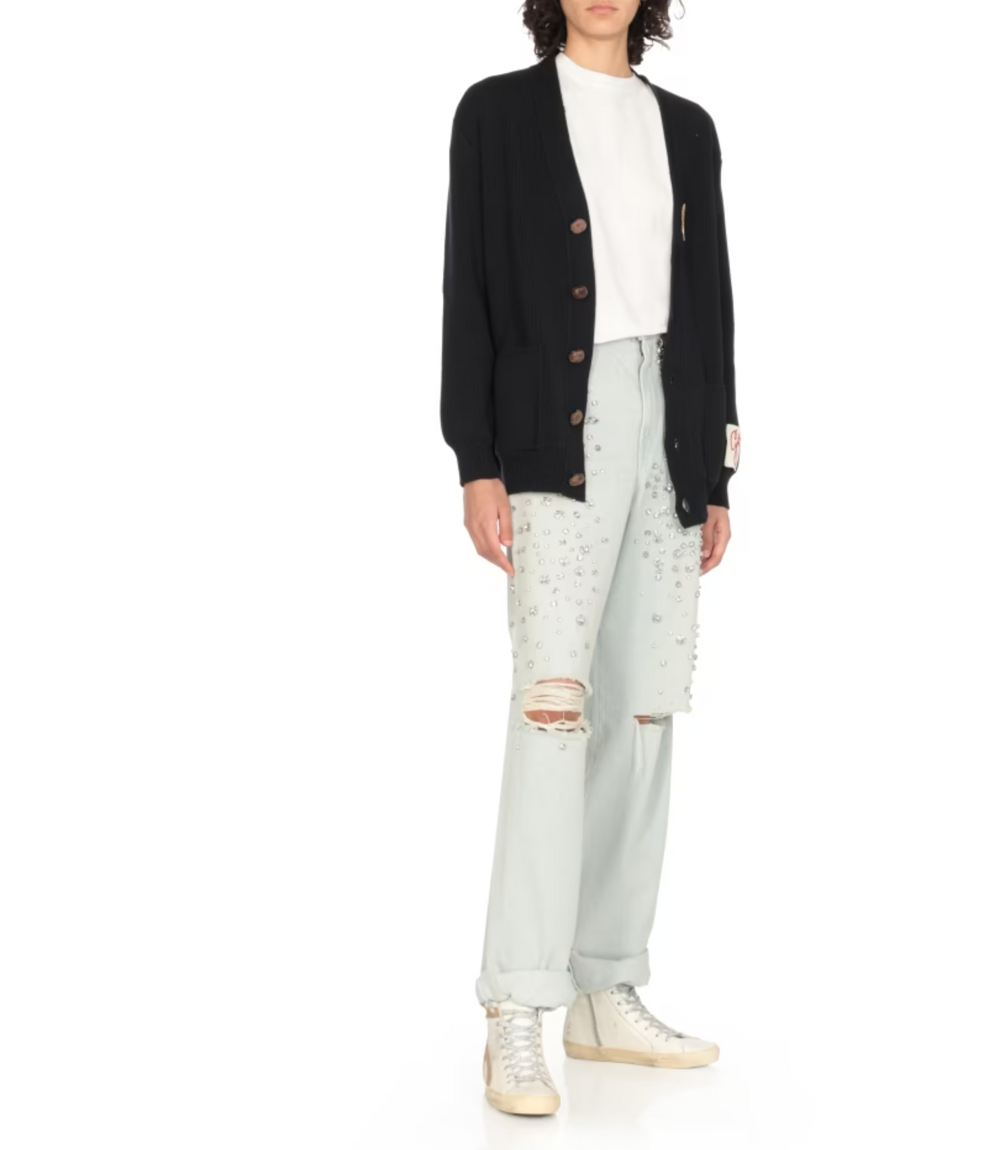 Tenis Golden Goose Altos Blanco Cafe