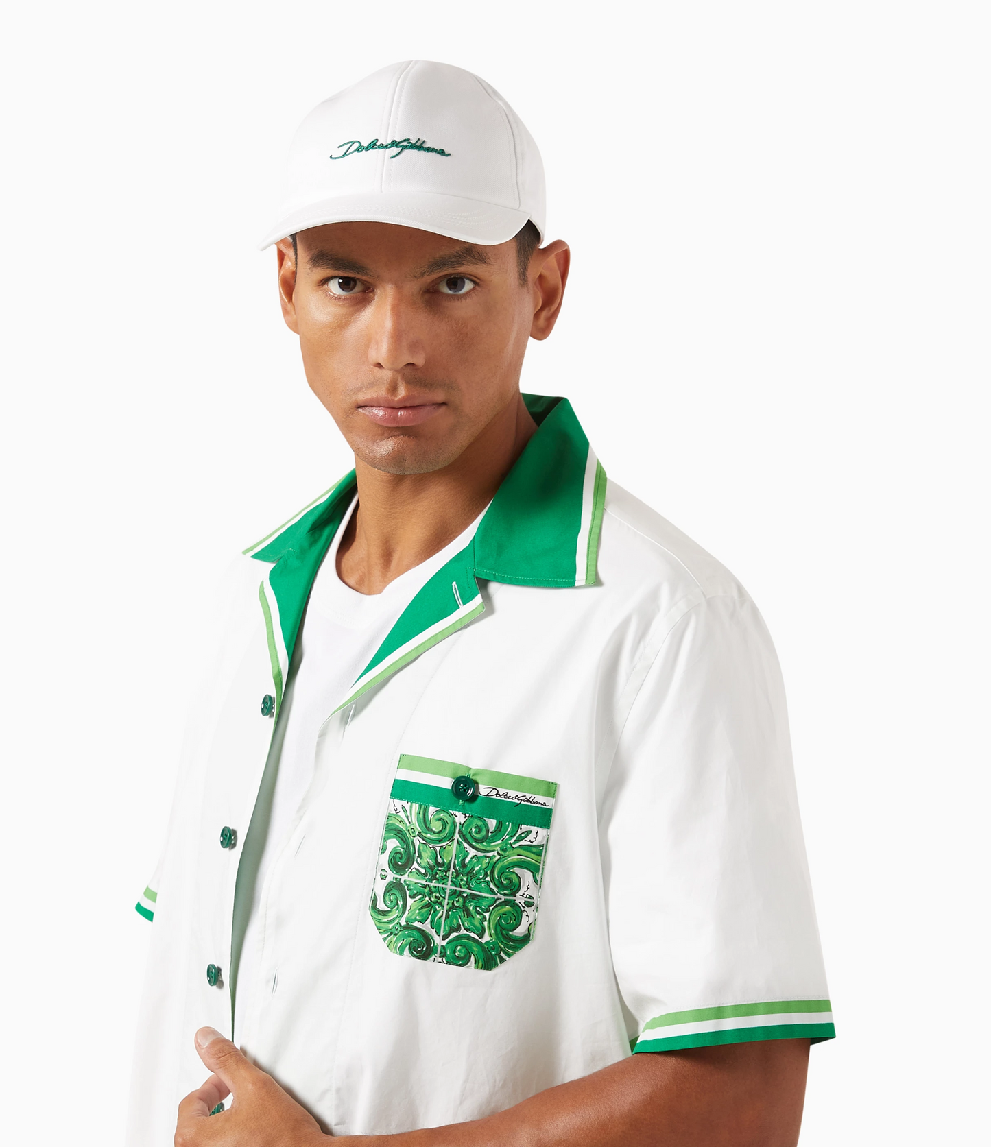 Gorra Dolce Gabbana Blanca Logo Verde