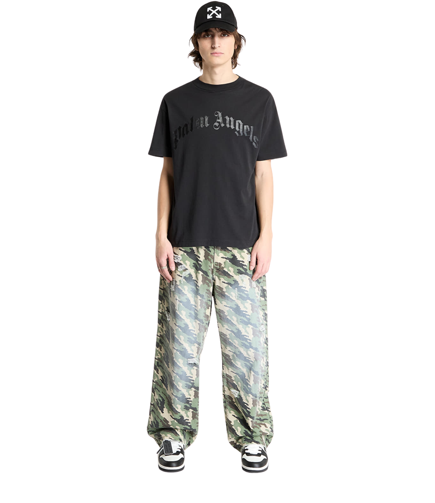 Playera Palm Angels Logo Curveado Negro