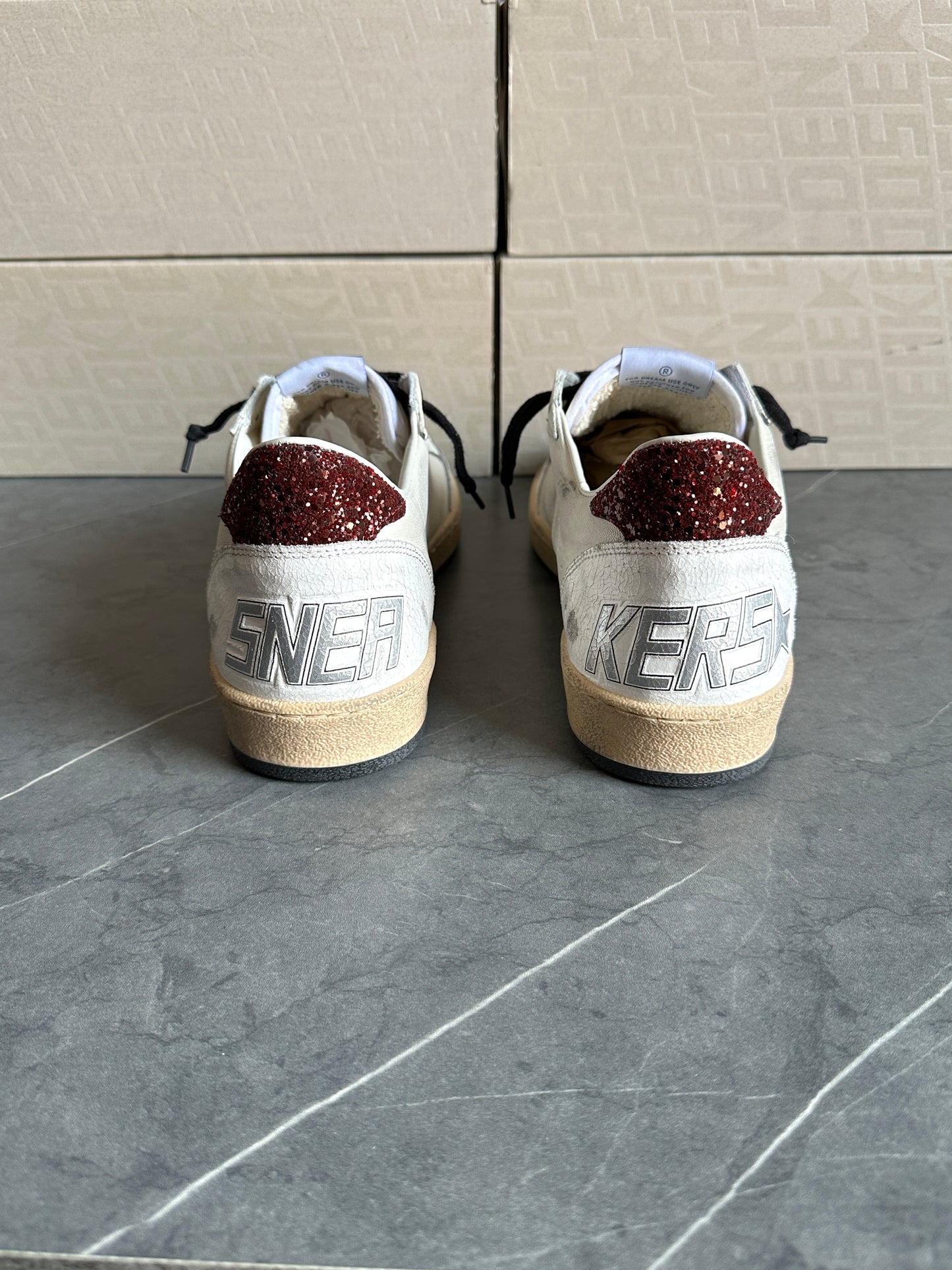 Tenis Golden Goose Ball Star Rojo Glitter