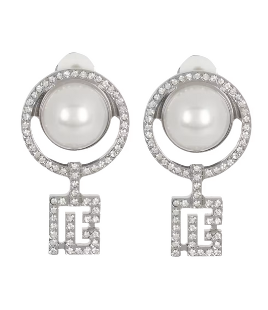 Aretes Balmain Con Cristales Perlas