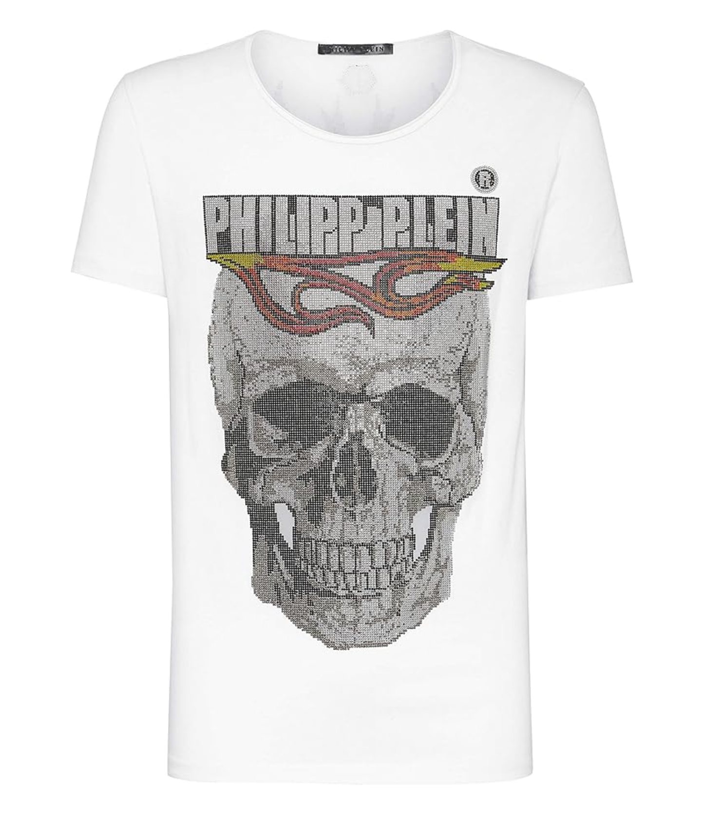 Playera Philipp Plein Flame Cristales Blanca