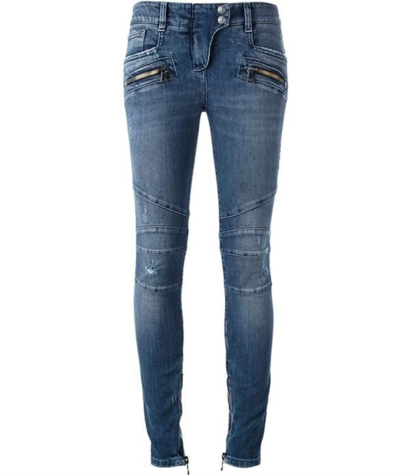 Jeans Balmain Dama Moto Azul
