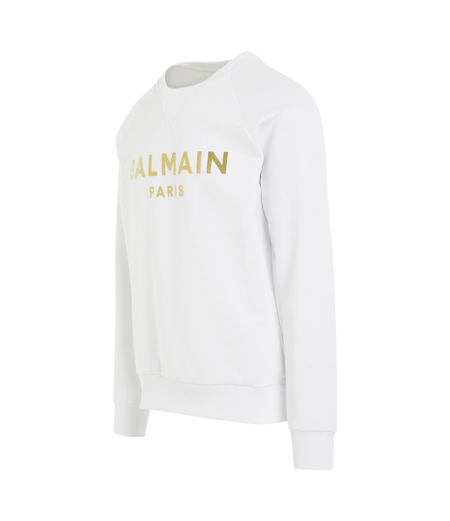 Sudadera Balmain Blanca Logo Dorado