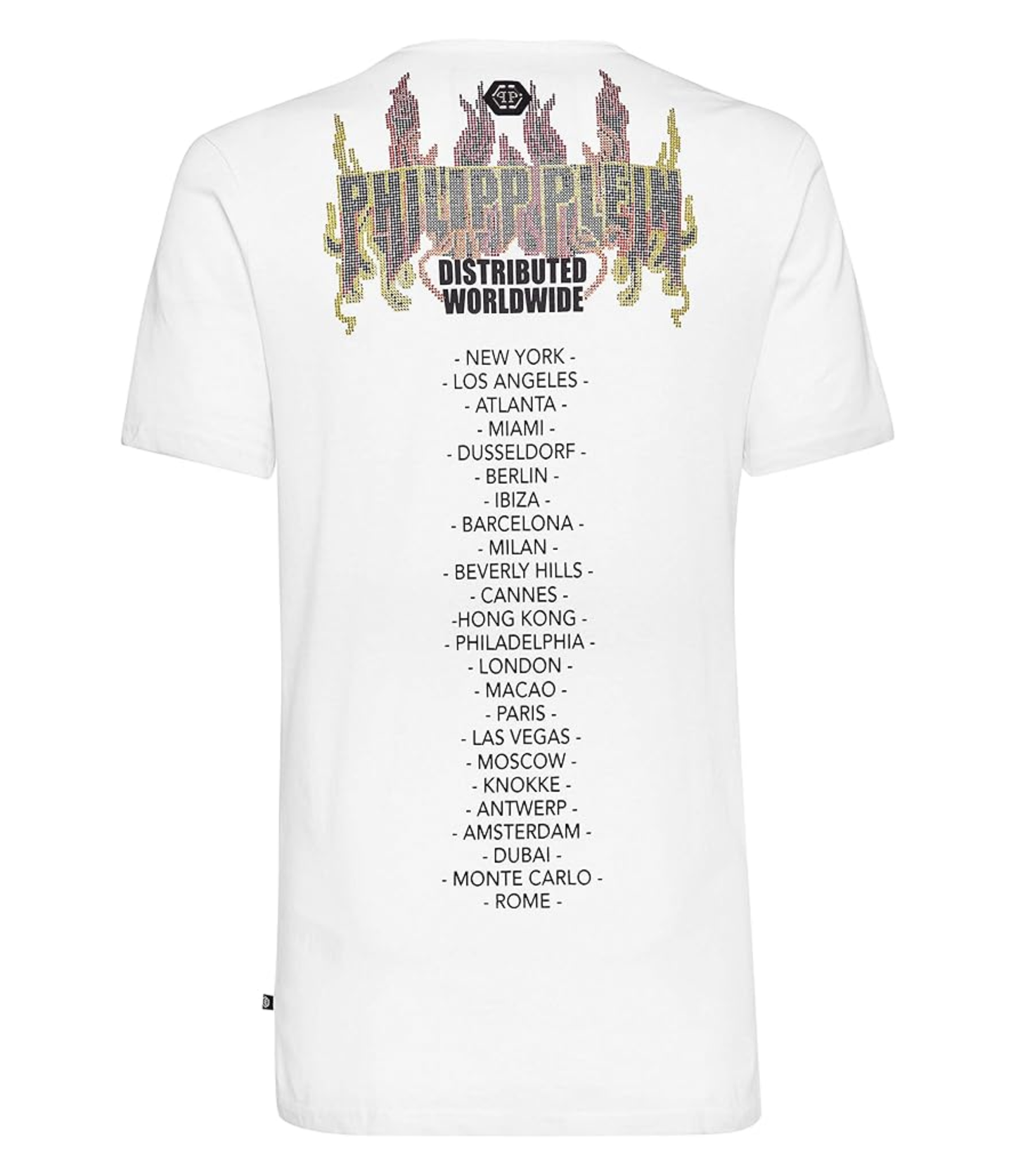 Playera Philipp Plein Flame Cristales Blanca