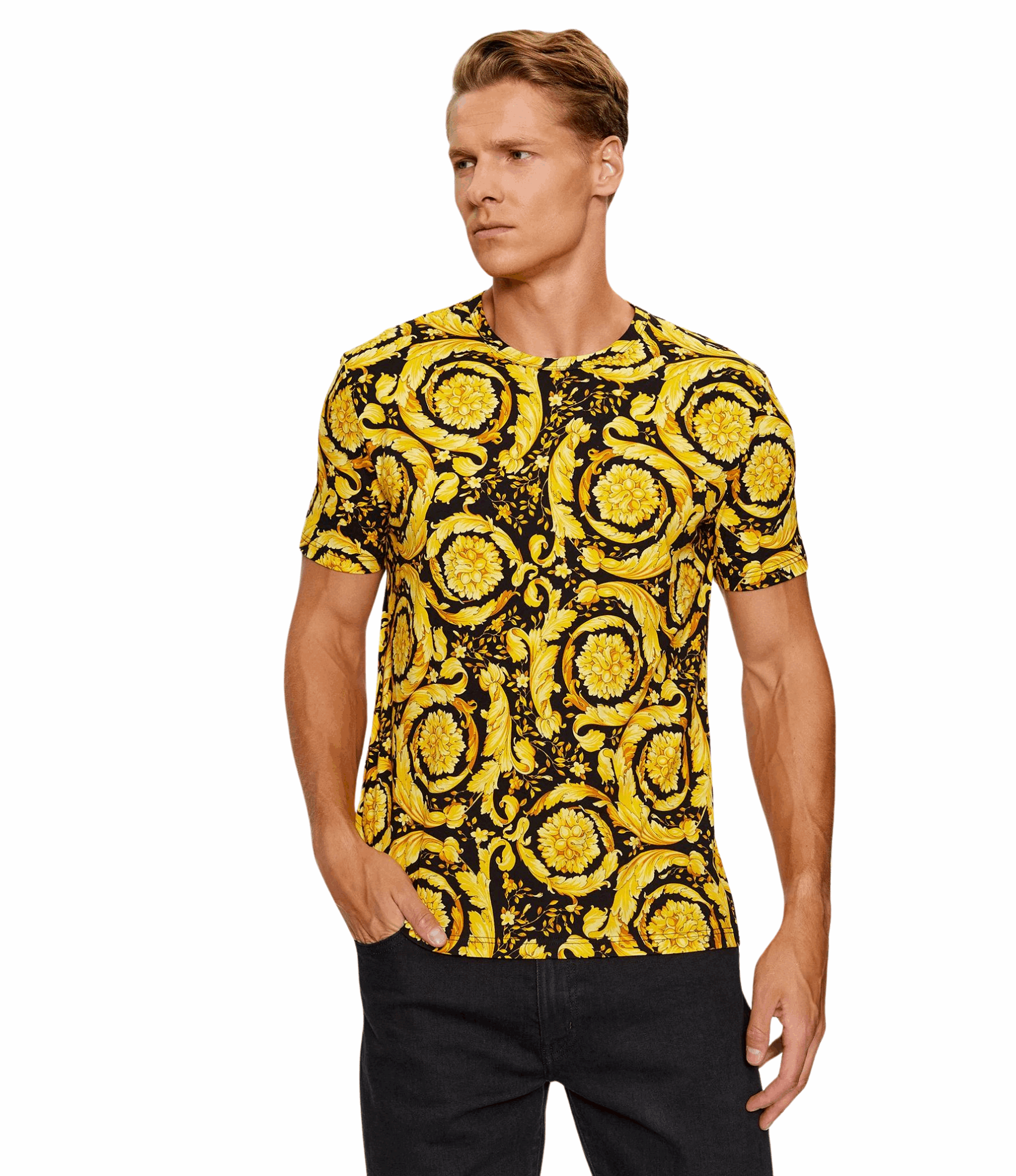 Tshirt Versace Barroco Negro Amarillo