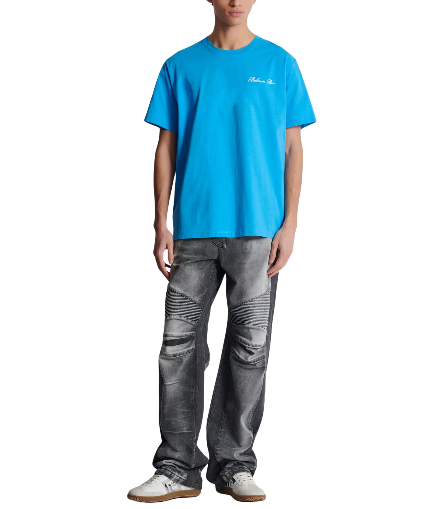 Playera Balmain Azul Logo Hombre