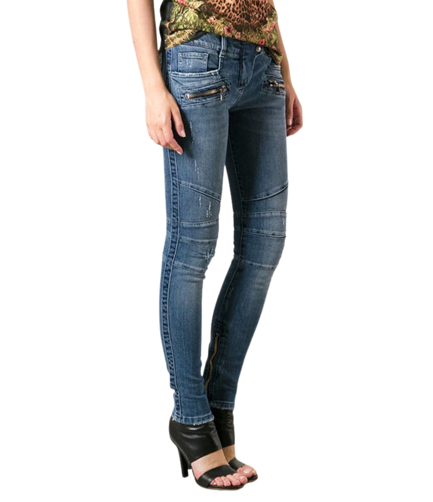 Jeans Balmain Dama Moto Azul