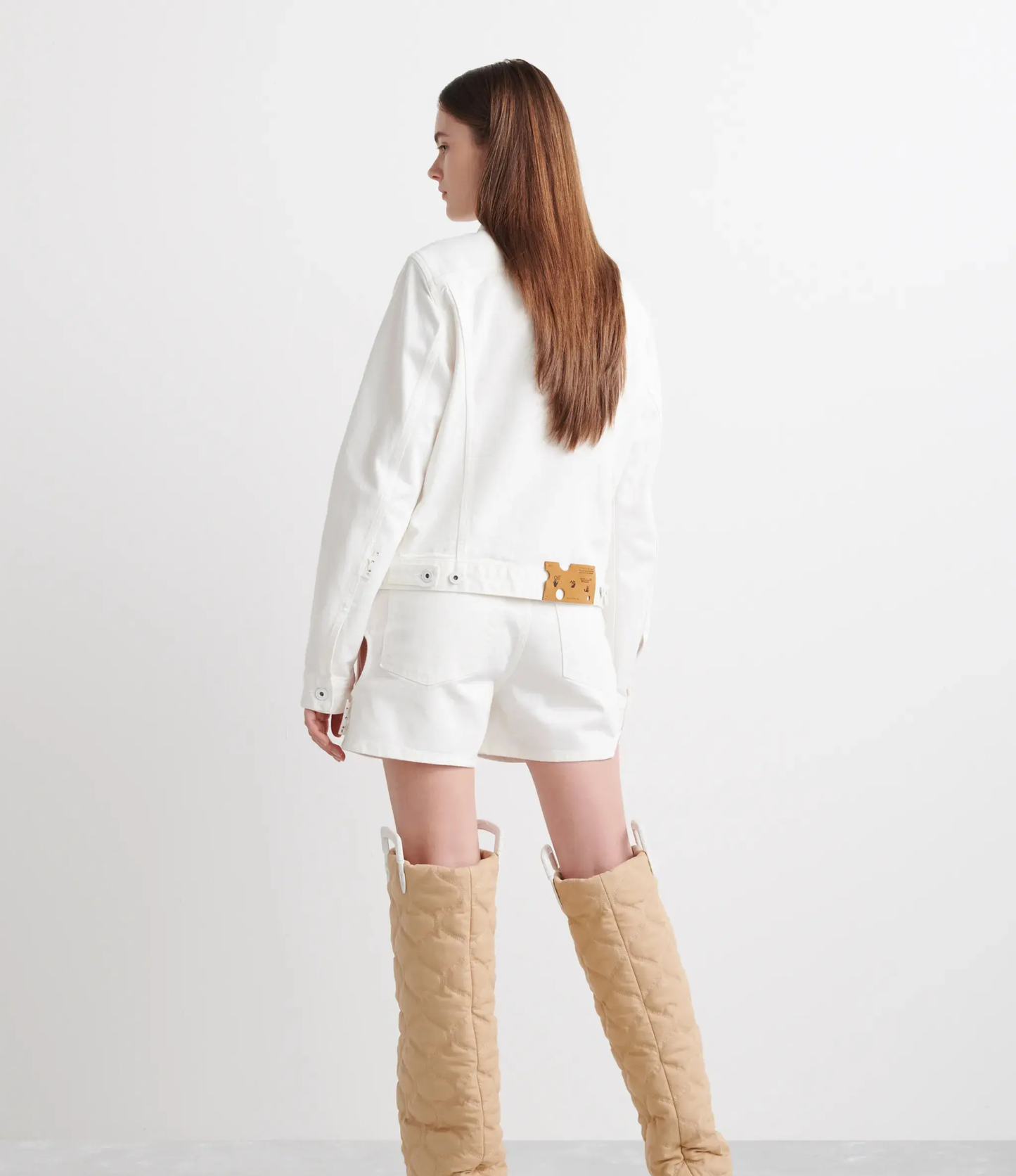 Chamarra Off White Mezclilla Blanca Dama