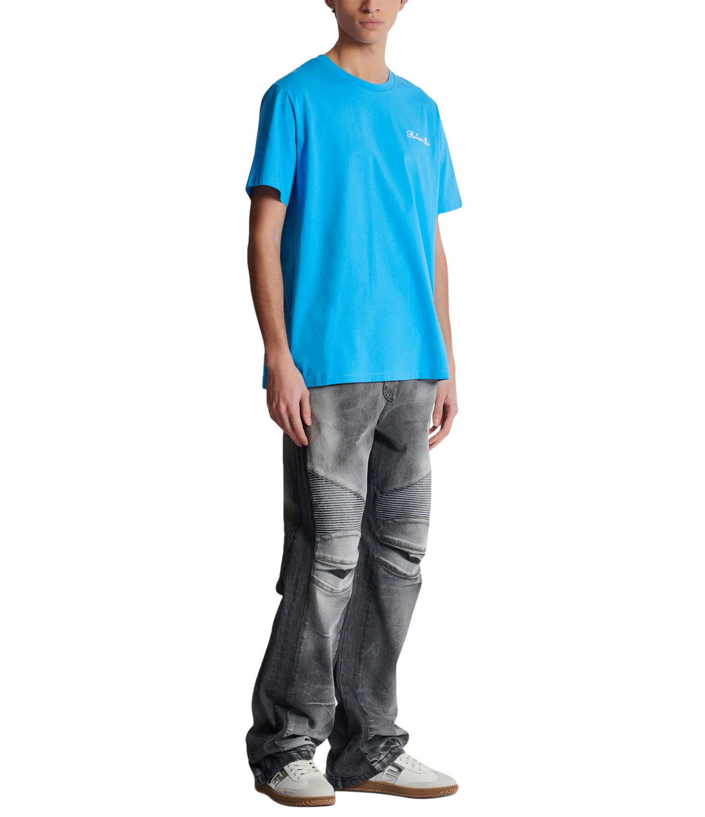 Playera Balmain Azul Logo Hombre