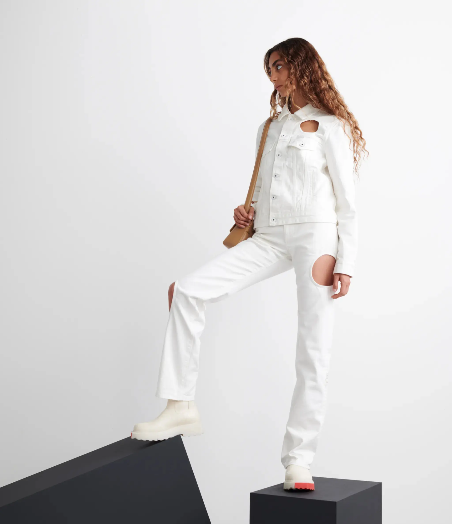Chamarra Off White Mezclilla Blanca Dama