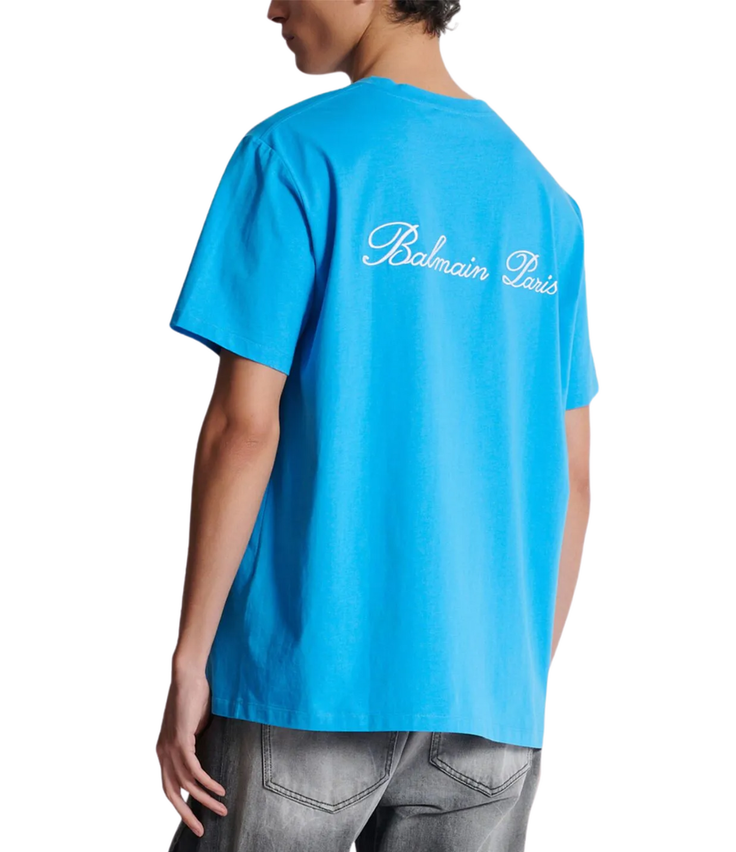 Playera Balmain Azul Logo Hombre