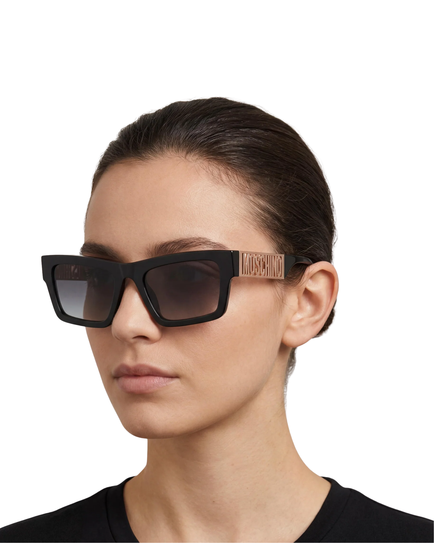 Moschino Logo Dorado Lentes de Sol Negros