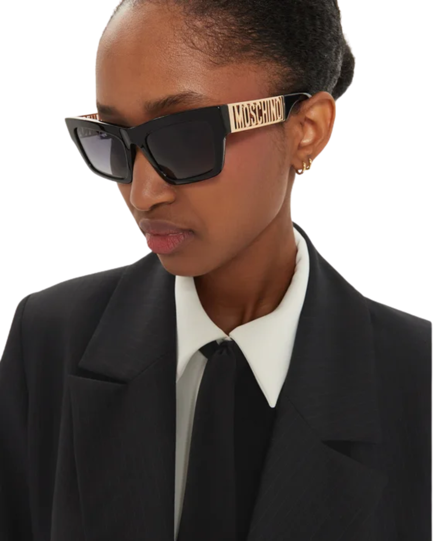 Moschino Logo Dorado Lentes de Sol Negros