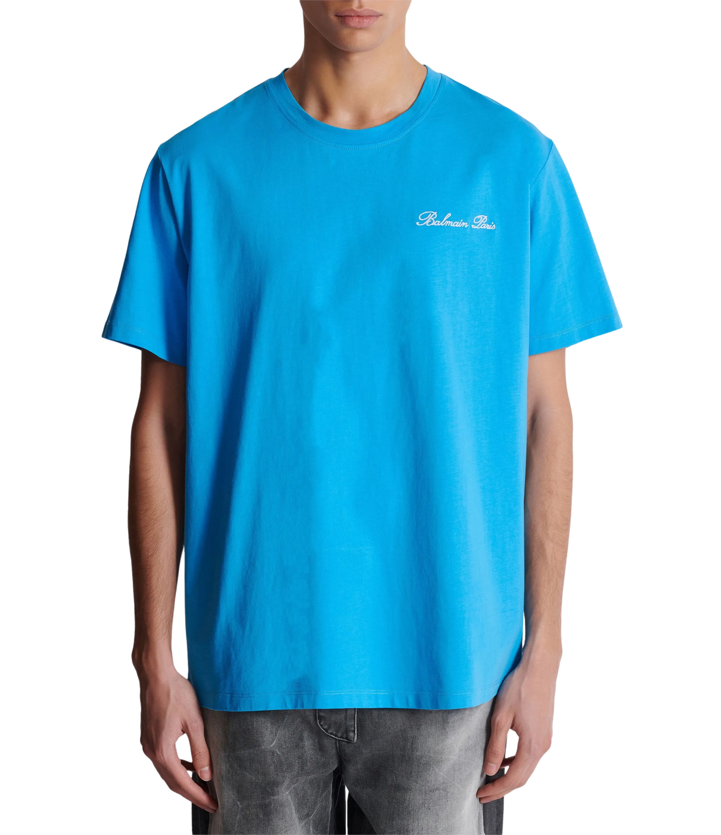 Playera Balmain Azul Logo Hombre