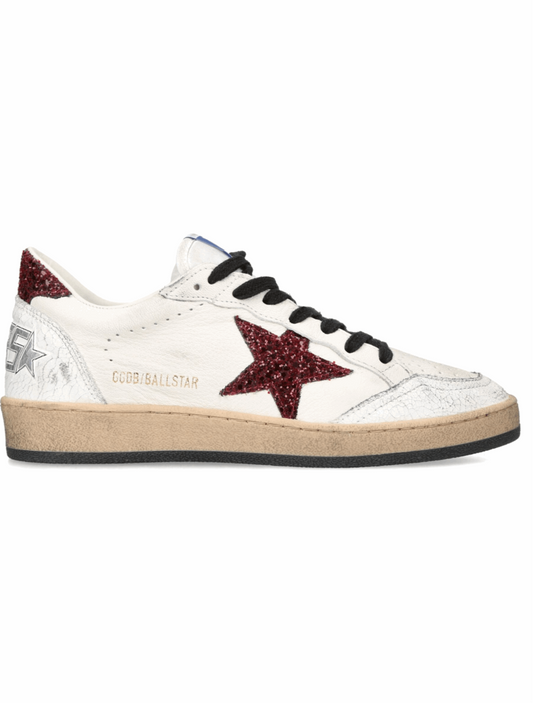 Tenis Golden Goose Ball Star Rojo Glitter